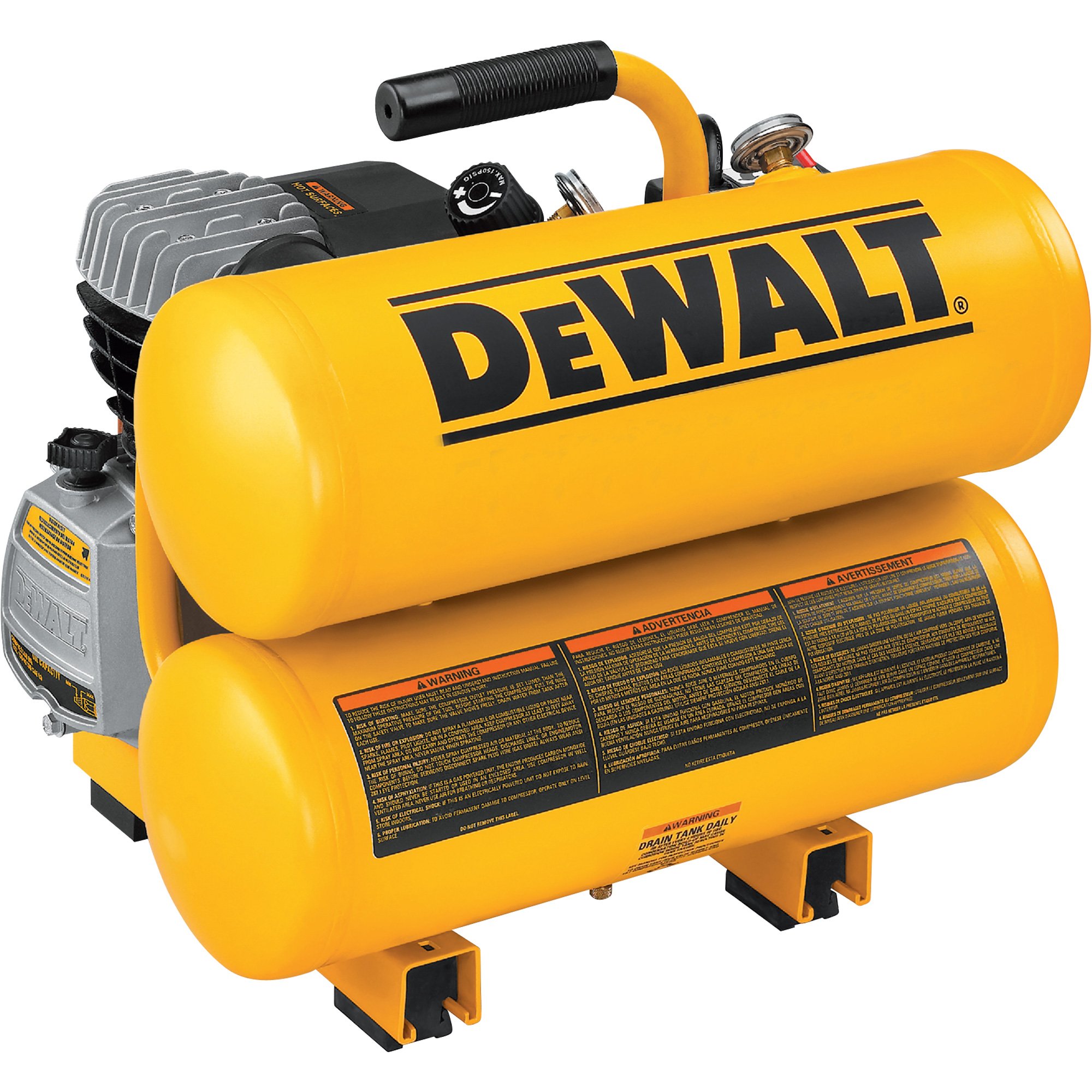 DEWALT Twin Stack Portable Electric Air Compressor — 1.1 HP, 4-Gallon, 4.0 CFM, Model# D55153